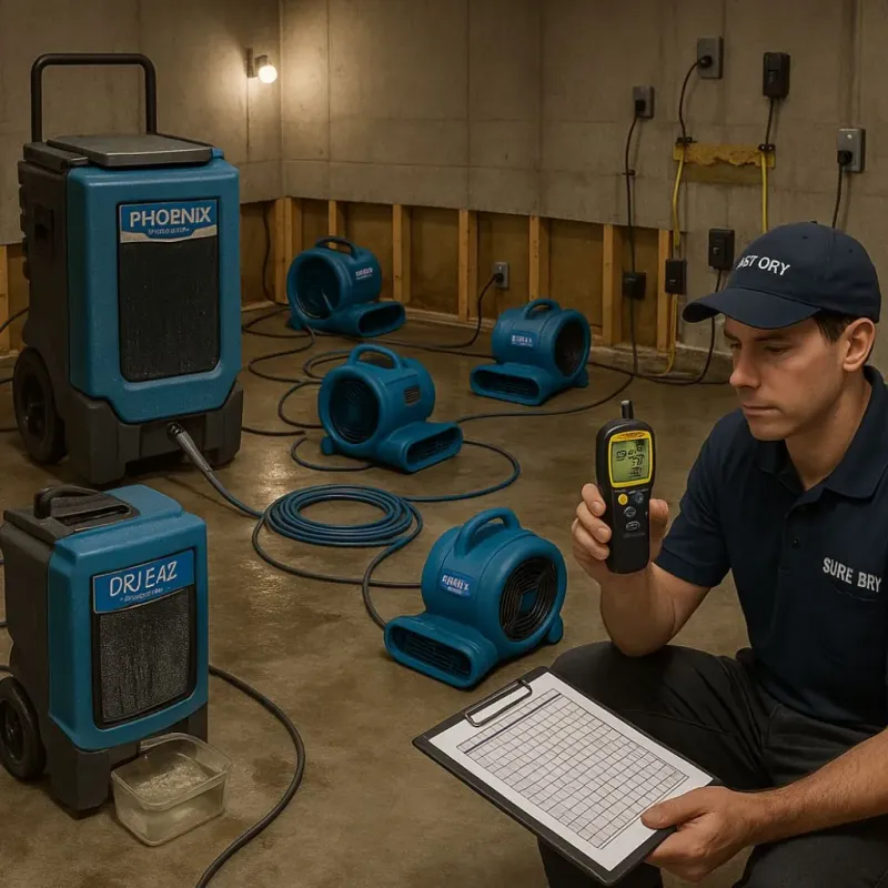 Structural Drying and Dehumidification process in Greenwood County, SC
